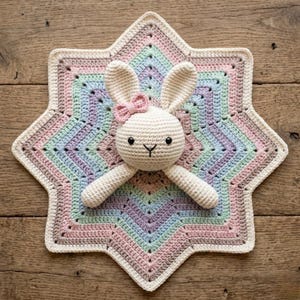 Baby Bunny Lovey Crochet Pattern – Star-Shaped Security Blanket & Amigurumi Bunny PDF