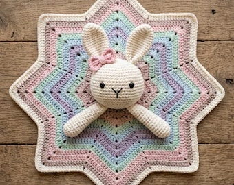 Baby Bunny Lovey Crochet Pattern – Star-Shaped Security Blanket & Amigurumi Bunny PDF