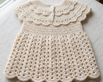Crochet Baby Dress Pattern, Lace Puff Stitch Christening Gown (PDF Download)
