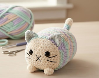 Cat Loaf Plushie Crochet Pattern – Beginner Friendly, Low-Sew (PDF Pattern)