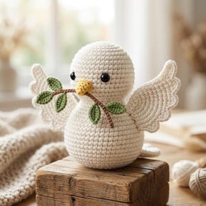 Schema facile per colomba della pace all'uncinetto - Colomba amigurumi per principianti in formato PDF