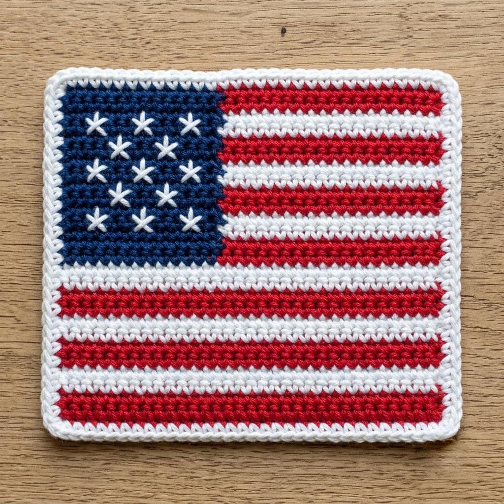 39 American Flag Crochet Patterns to Show Your Patriotic Style 32 American Flag Crochet Coaster