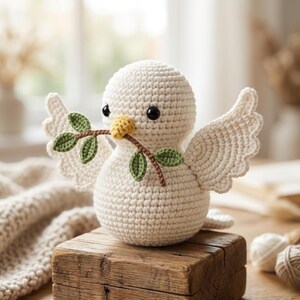 Patrón fácil de paloma de la paz a crochet: PDF de paloma amigurumi para principiantes