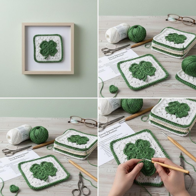 3D Clover Granny Square Crochet Pattern – Easy Step-by-step for ...