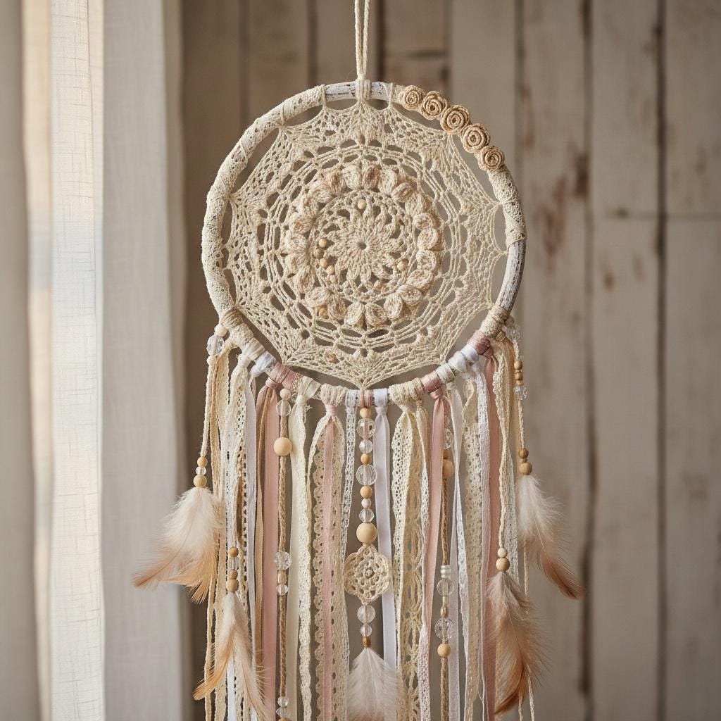 24 Crochet Dreamcatcher Patterns: 24 Beautiful Designs 15 Beginner Shabby Chic Crochet Dreamcatcher