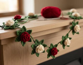 Beginner Crochet Rose Garland Pattern – Easy Floral Vine (PDF Pattern)