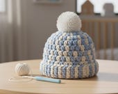 Bean Stitch Newborn Baby Hat Crochet Pattern | Beginner Friendly