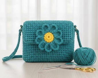 Crochet Flower Crossbody Bag Pattern – Very Easy Beginner Purse in US Terms