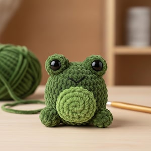 Virkat grodmönster utan symönster – Enkel mini-amigurumi-plysch för nybörjare