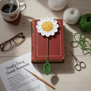 Simply Daisy Crochet Bookmark Pattern – Easy Flower Crochet PDF for Beginners & Gifts