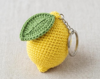 Crochet Lemon Keychain Pattern PDF, Amigurumi Fruit Charm, Beginner Friendly Bag Accessory (Digital Download)