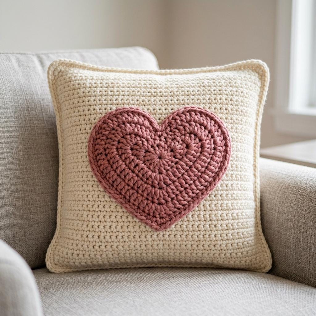 40 Heart Pillow Crochet Patterns for Cozy Home Decor and Handmade Gifts 19 Bulky Heart Pillow Crochet Pattern Intarsia Chunky