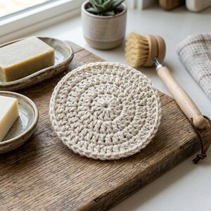 Easy Crochet Round Dish Scrubby Pattern – Quick, Durable Kitchen Scrubby for Beginners