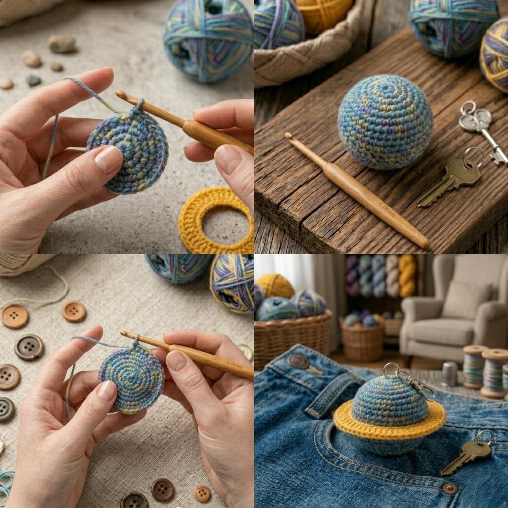 Crochet Planet With Rings Pattern, Amigurumi Saturn Keychain (PDF ...