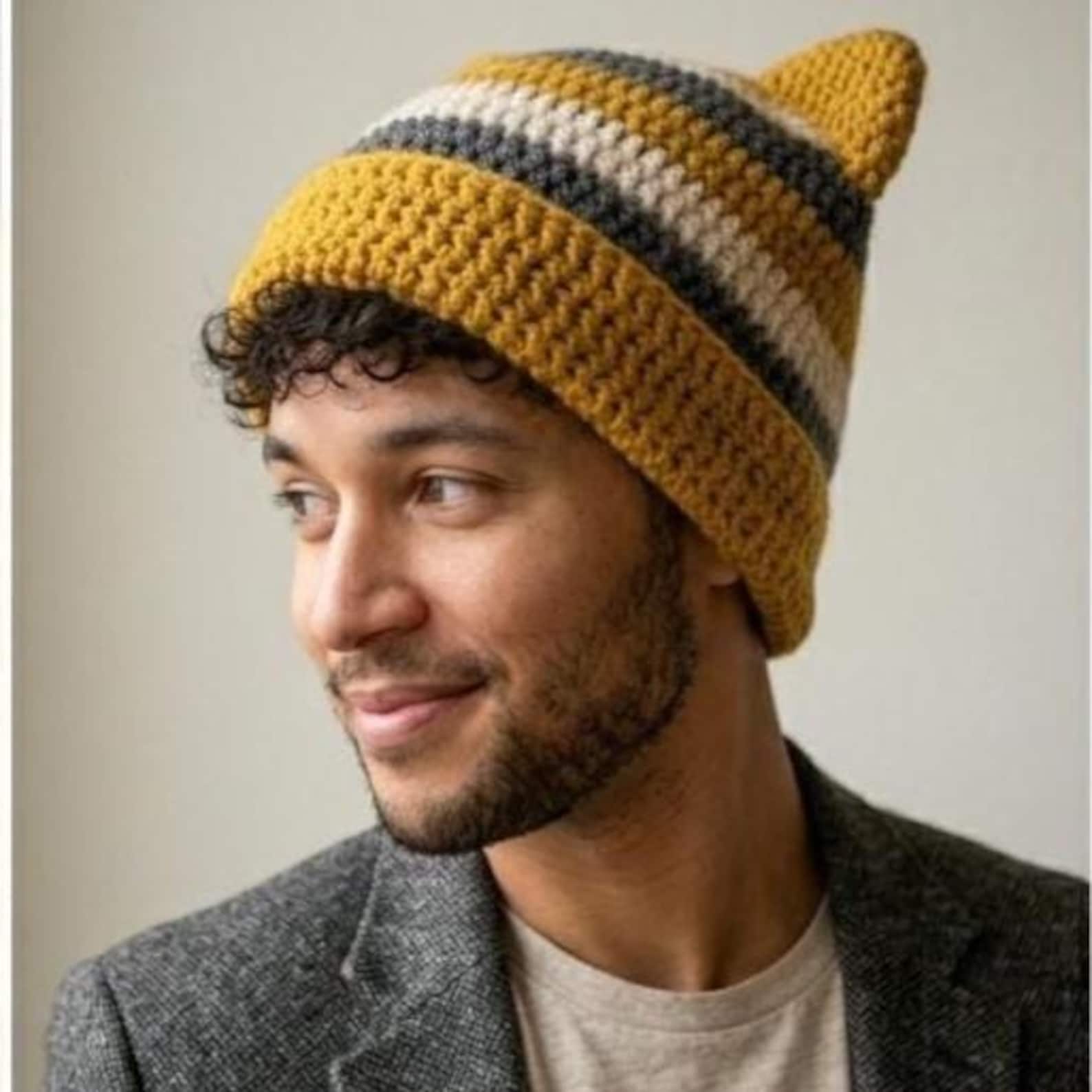 Easy Crochet Cat Ear Beanie Pattern – Beginner Rectangle Hat Design - Etsy