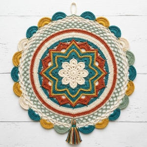 Padrão de Mandala de Crochê para Pendurar na Parede | Decoração Boho para Casa (PDF Digital)
