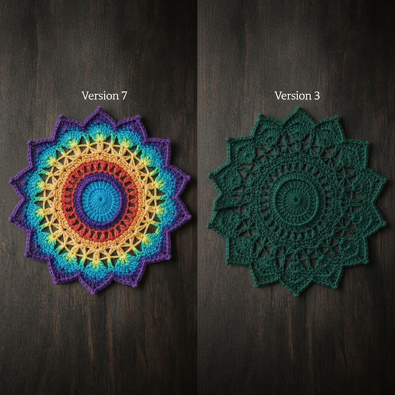 Galactic Eye Crochet Mandala Pattern – Cosmic Popcorn Stitch Mandala PDF for Boho Home Decor image 4