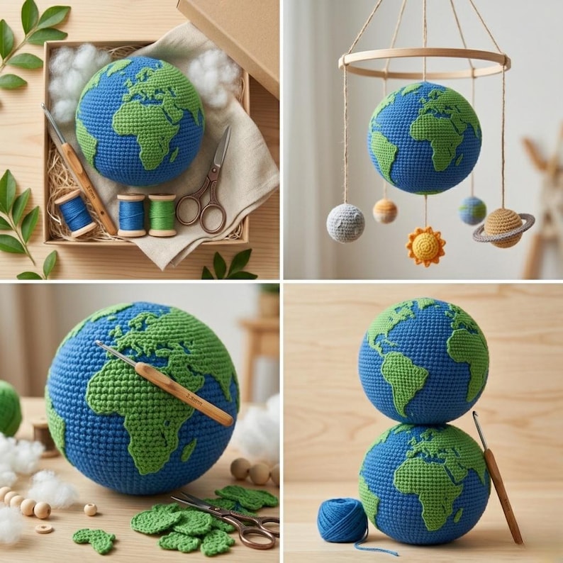 Crochet Earth Amigurumi Pattern | Tapestry Colorwork Globe Toy (PDF ...