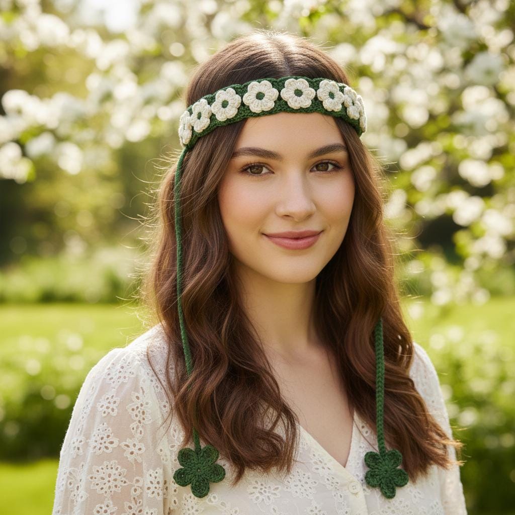 Crochet Floral Headband Pattern Easy Beginner Vintage