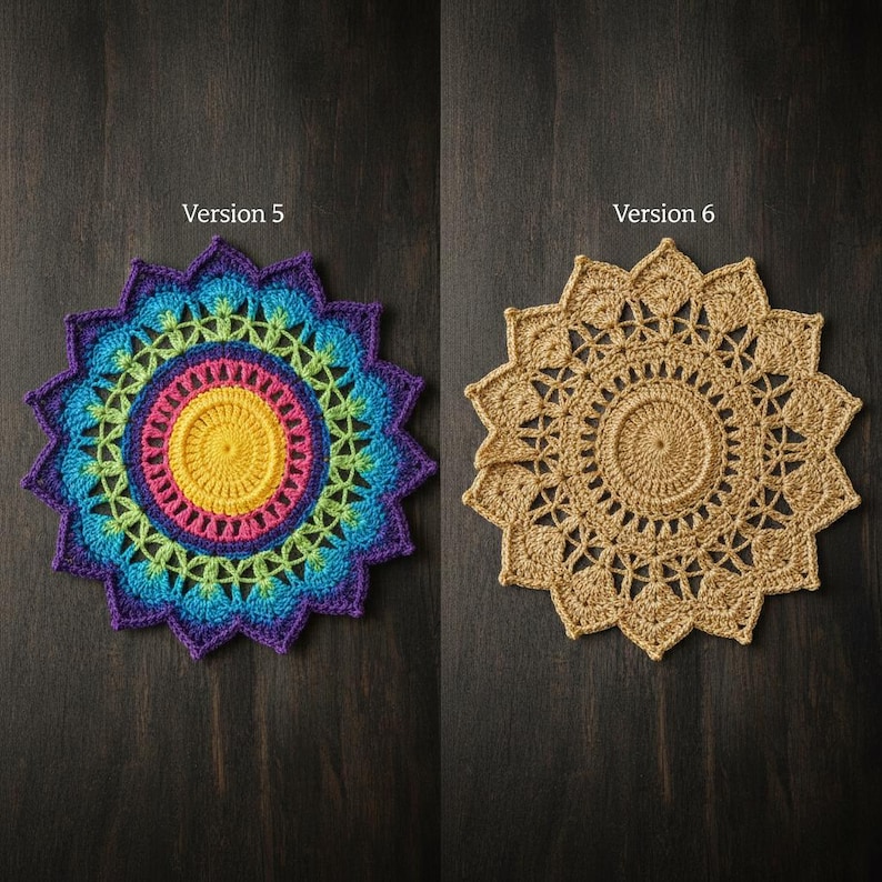 Galactic Eye Crochet Mandala Pattern – Cosmic Popcorn Stitch Mandala PDF for Boho Home Decor image 3