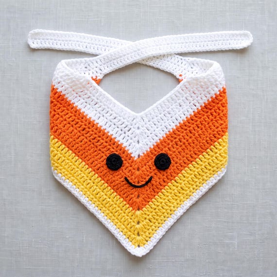 Crochet Dog Bandana Pattern, Candy Corn Halloween Pet Scarf (Digital Download)