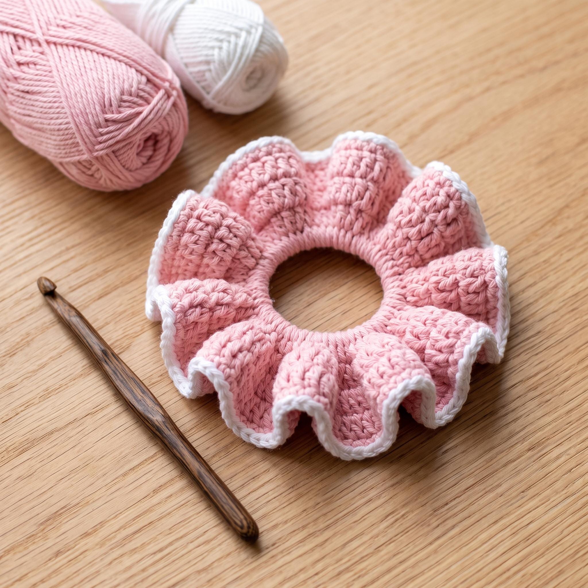39 Crochet Scrunchies with Flowers, Ruffles, Bows, and Cherries 36 Ruffled Crochet Scrunchie Pattern Beginner Friendly Hair