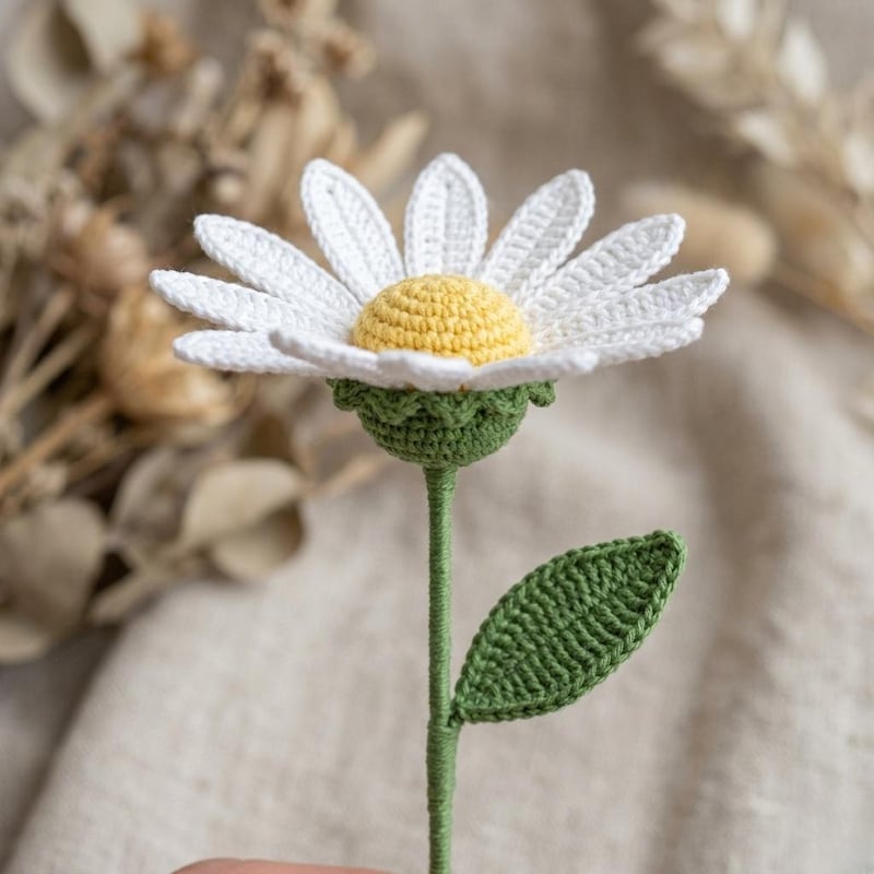 Sunflower-inspired crochet design in warm colors
