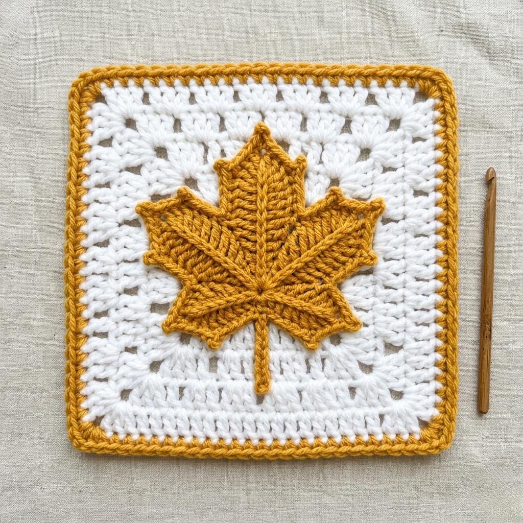 40 Maple Leaf Crochet Patterns for Autumn Decor, Gifts, and Cozy Home Accents 32 Textured 3D Maple Leaf Crochet Square