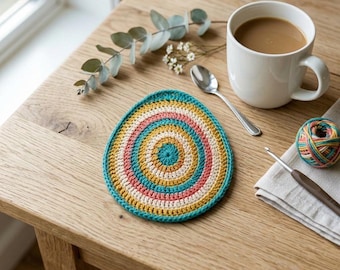 Crochet Mandala Egg Coaster Pattern – Textured Easter Table Decor (PDF Pattern)