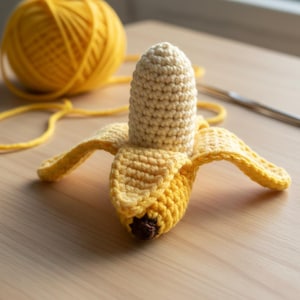 Amigurumi-bananvirkmönster – Enkel avdragbar fruktleksak (gör-det-själv-nybörjarvänlig)