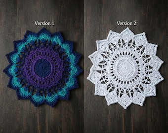 Galactic Eye Crochet Mandala Pattern – Cosmic Popcorn Stitch Mandala PDF for Boho Home Decor