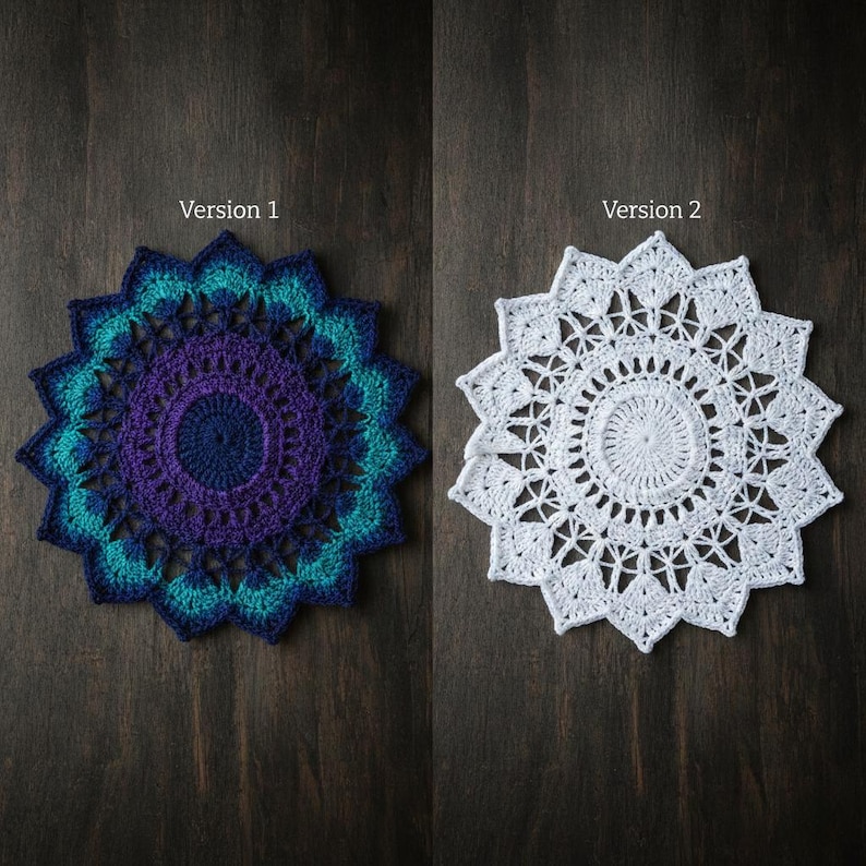 Galactic Eye Crochet Mandala Pattern – Cosmic Popcorn Stitch Mandala PDF for Boho Home Decor image 1