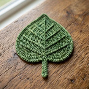Crochet Leaf Coaster Pattern | Botanical Mug Mat PDF (Instant Download)