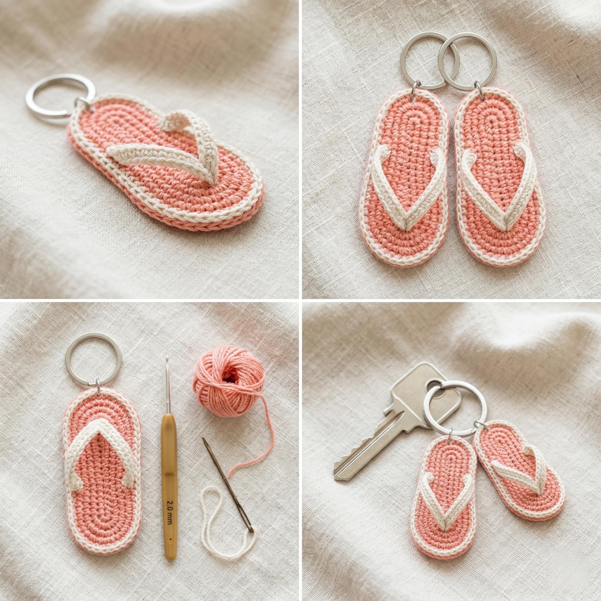 Crochet Flip Flop Keychain Pattern | Mini Sandal Amigurumi (PDF ...