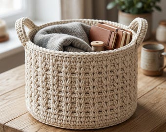 Chunky Crochet Basket Pattern PDF, Beginner Friendly Storage Organizer (PDF Download)