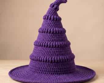Crochet Witch Hat Pattern PDF | Halloween Wizard Hat with Wide Brim for Adults & Cosplay