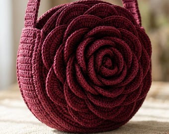 3D Rose Crochet Handbag Pattern – Layered Flower Bag DIY Crochet Lover's Accessory