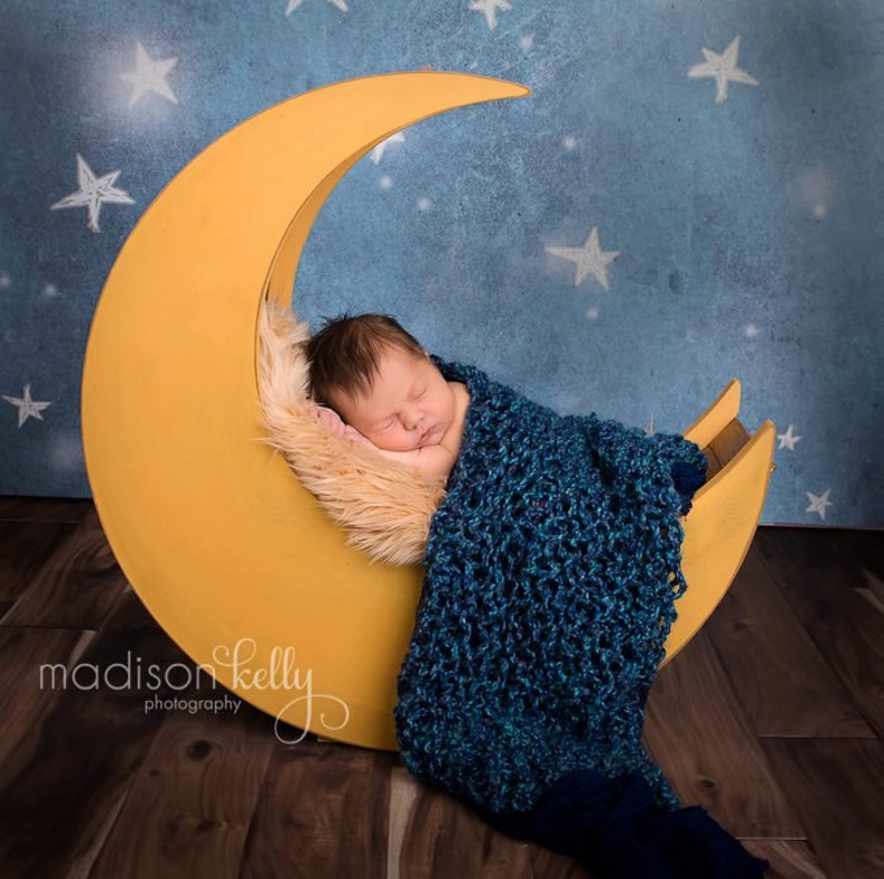 Newborn blanket and beanie set Photo Prop- Stretch wrap knitbysarah BLUEBERRY lush wrap and beanie Stitches by Sarah