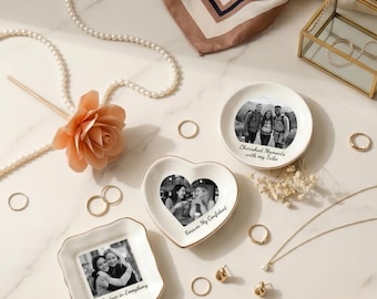 Custom Photo Ring Dish for Best Friend, Personalized Jewelry Tray, Friendship Gift for Bestie, Maid of Honor Gift