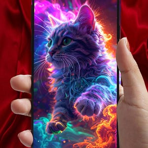 Neon Katze Live Wallpaper für iPhone & Android 2k