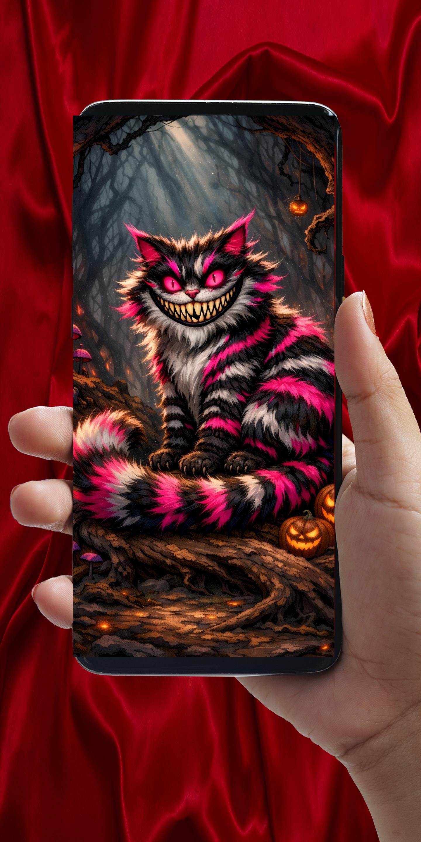 Spooky Cheshire Cat Live Wallpaper | Halloween Gothic Phone Background ...