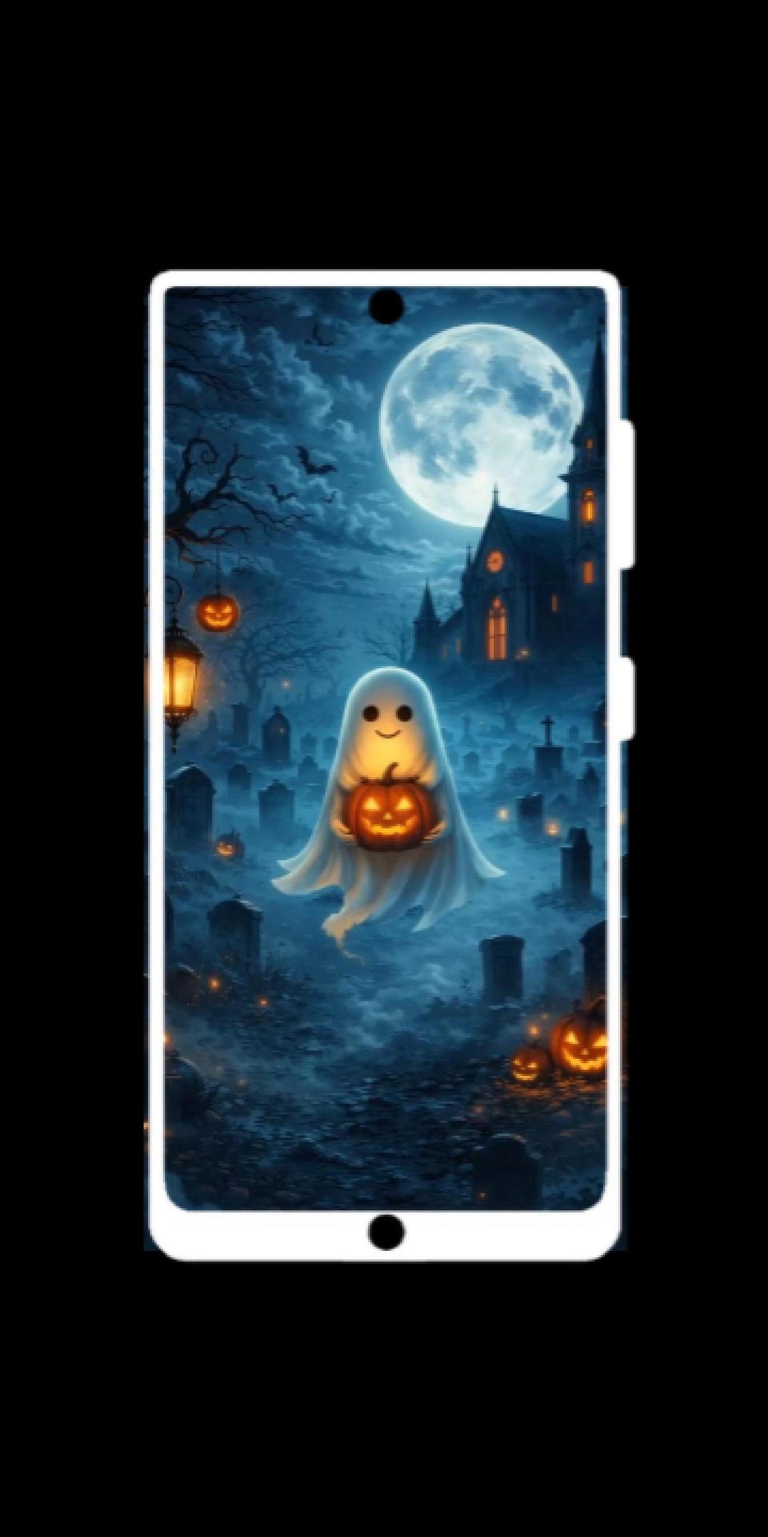Animated Halloween Ghost Wallpaper, Spooky Moonlit Graveyard Scene