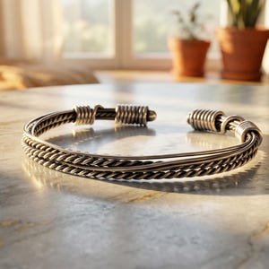 Sterling Silver Twisted Torque Bangle - Etsy