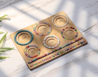 Bamboo Bead Board for Jewelry Making DIY Bracelet Necklace Beading Organizer Craft Tray