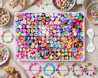1000PCS Crystal Beads Kit: Fruit, Flower, Animal Charms for Jewelry Making DIY