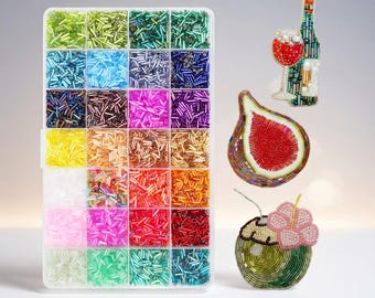 8400pcs Glass Bugle Tube Seed Beads of 7mm in 28 Colors for Jewelry Making
