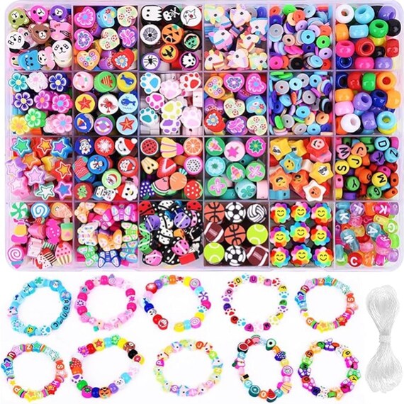 Polymer Clay Beads Kit 1000PCS Bracelet Charms for Bracelet Jewelry Making Women Girls DIY