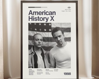 American History X Poster | Edward Norton Wall Art | Crime Drama Movie Print | Cult Classic Film Decor | 90s Cinema Gift | Minimalist Art