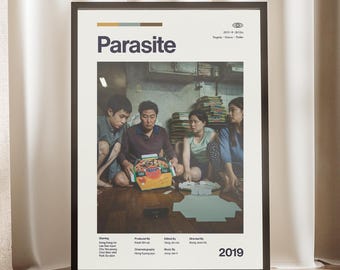 Parasite 2019 Movie Poster | Bong Joon-ho Film Art | Minimalist Wall Decor | Korean Cinema Print | Modern Home Decor | Gift for Cinephile