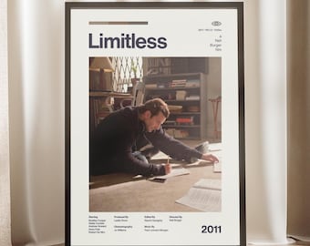 Limitless Movie Poster | Bradley Cooper Wall Art | Neil Burger Film Print | Motivational Film Decor | Thriller Movie Gift | Office Art
